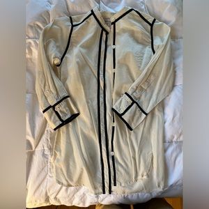 Gretchen Scott 3/4 button down cream top - size shrimp